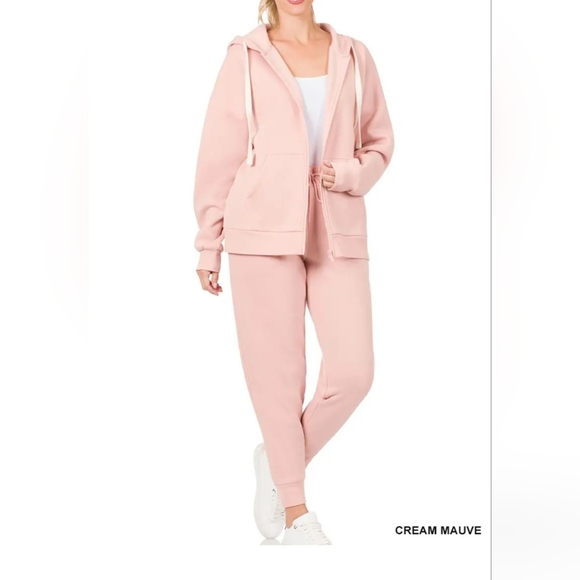 NEW! FABULOUS Dark Olive Fleece Zipper Hoodie Jacket & Jogger Pants 2PC … - Picture 8 of 9